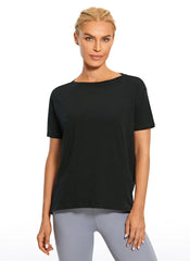 Pima Cotton Boat Neck Short Sleeve