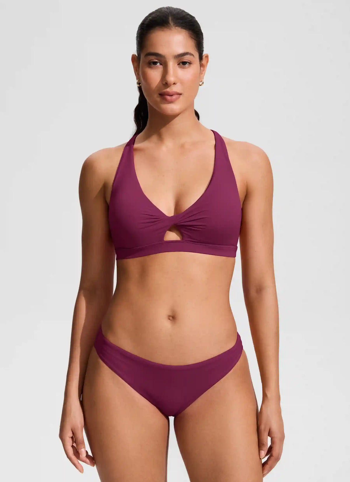 Twist Front Cut Out Cross Back Bikini Top