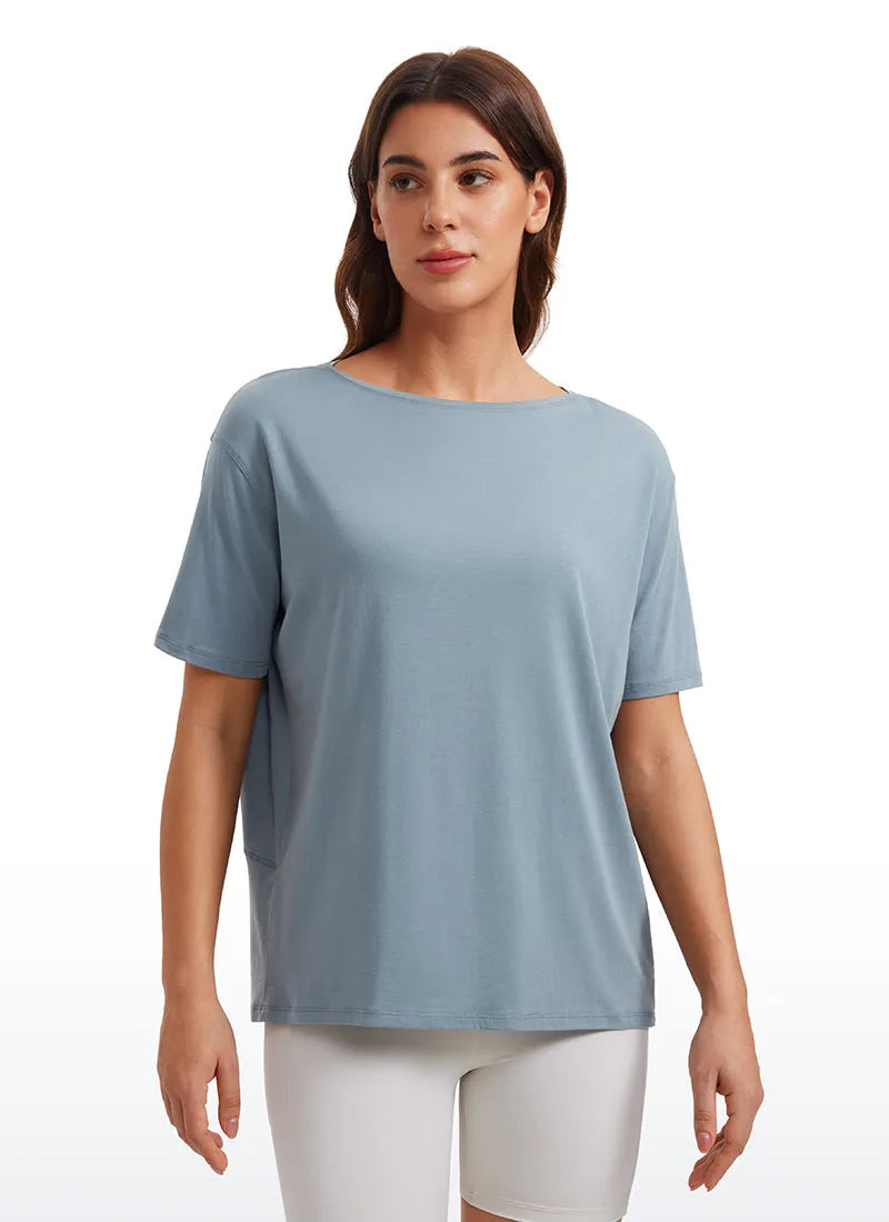 Pima Cotton Boat Neck Short Sleeve
