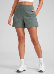 Linerless High Rise V Slit Pocket Shorts 4"